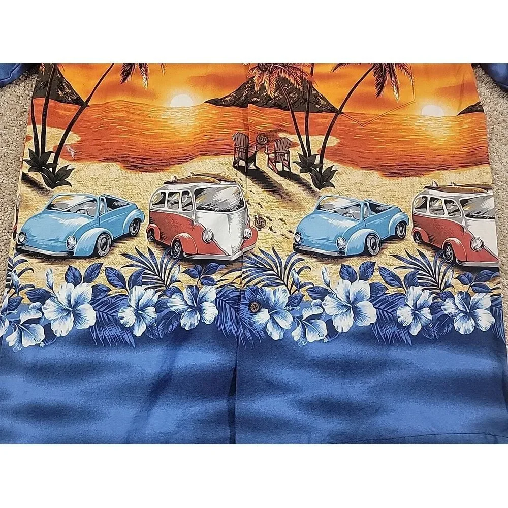 Vintage Aloha Republic Hawaiian Shirt Men's Size M Blue Button Up‎ beach - Picture 3 of 11